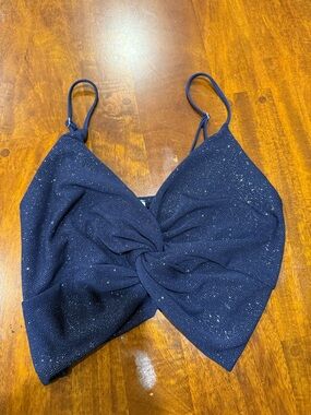 Lucy in the Sky Navy Sparkle Twist Crop Top